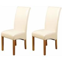 Grace Cream Faux Leather Dining Chair (Pair)