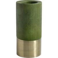 green with gold band metal candle holder 27cm set of 3