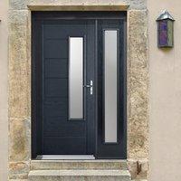 grp grey newbury glazed composite door with single sidelight