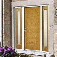 GRP Oak Modica Composite Door with Two Sidelights