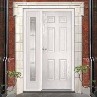 GRP White Colonial 6 Panel Composite Door with Single Sidelight