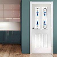 Grainger Grained Pvc - Fusion 2 Blue, Sandblasted Style Toughened Glass