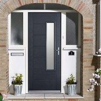 GRP Grey Newbury Glazed Composite Door