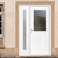 grp white 2xg glazed composite door with single sidelight