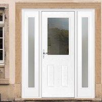 GRP White 2XG Glazed Composite Door with Two Sidelights