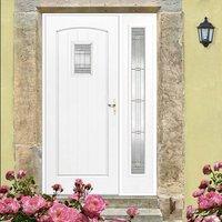 grp white cottage glazed composite door with single sidelight