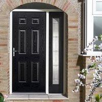 GRP Black & White Colonial 6 Panel Composite Door with Single Sidelight