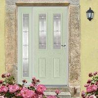 GRP Green & White Malton Glazed Composite Door with Single Sidelight