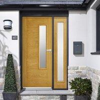 GRP Oak Newbury Glazed Composite Door with Single Sidelight