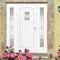 GRP White Cottage Glazed Composite Door with Two Sidelights