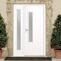 GRP White Newbury Glazed Composite Door with Single Sidelight