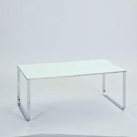 Griffin Coffee Table Rectangular In White Glass With Chrome Legs