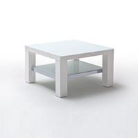 Grimsby Glass Coffee Table Square In White Gloss With Undershelf