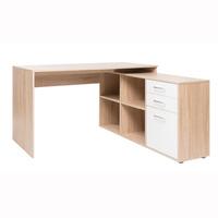 Grafit Corner Computer Desk In Sonoma Oak With White Front