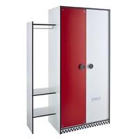 Grand Prix Childrens Wardrobe In White And Red With 2 Doors
