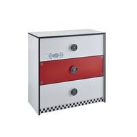 Grand Prix Childrens Chest of Drawers In Red And White