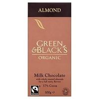 Green & Black\'s Organic Milk Chocolate - Whole Almonds (100g) - Pack of 6