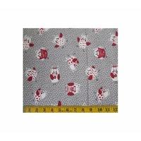 Grey & Red Cartoon Owl Fabric Cut, Single 160 x 110cm