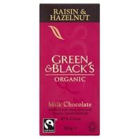 Green & Black\'s Hazelnut & Raisins Milk Chocolate Bar 6x100g