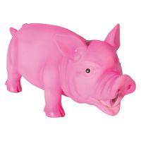 grunting latex squeaker pig toy pink approx 15cm