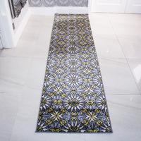 Grey & Ochre Yellow Mosiac Geometric Rug - Tangier 80x240cm