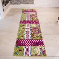 Green Pink Butterfly Runner Rug Milan