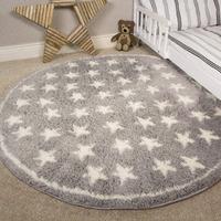 grey white microfibre stars kids rug cosy