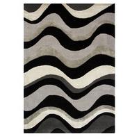 Grey & Black Thick Modern Rug Botantical Small