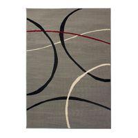 Grey & Red Contemporary Geometric Rug - Element 120x160