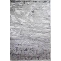Grey Textured Geometric Wool Rug - Alpaca 120x170