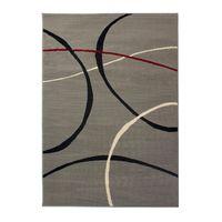 Grey & Red Contemporary Geometric Rug - Element 160x220