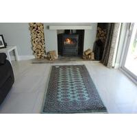 green pakistan mori wool oriental rug