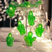 Green LED string lights Cactus, battery-powered