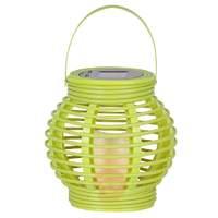 Green solar light Latern in rattan look with LED
