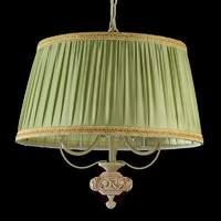 Green hanging lamp Olivia with satin lampshade