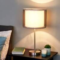 Grey Nica table lamp with double fabric shade