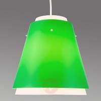 Green hanging lamp Bell with white inner lampshade