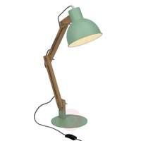 Green table lamp Elias with wooden elements