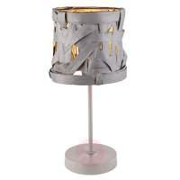 Grey table lamp Isai with a textile lampshade