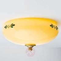 Green decorated ceiling lamp Nilay, hand-painted
