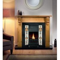 Grand Corbel Wooden Fireplace Package With Prince Cast Iron Tiled Fire Insert