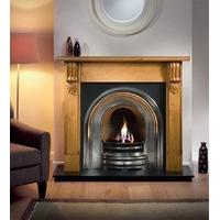 Grand Corbel Wooden Fireplace Package With Crown Cast Iron Fire Insert