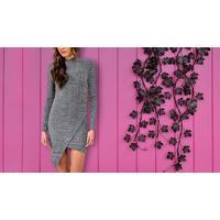 grey bodycon knitted jumper dress 3 sizes