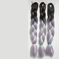 grey Box Braids Jumbo Hair Extensions 24inch Kanekalon 3 Strand 80-100g/pcs gram Hair Braids