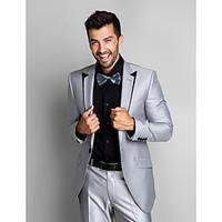 gray polyester slim fit two piece tuxedo