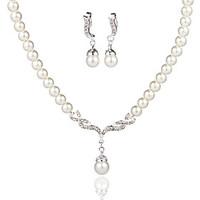 graceful ladieswomens alloy weddingparty jewelry set with pearlrhinest ...