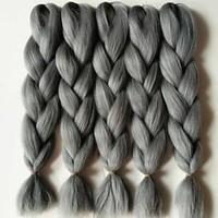 grey box braids jumbo hair extensions 24inch kanekalon 3 strand 80 100 ...