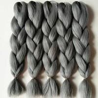 grey Box Braids Jumbo Hair Extensions 24inch Kanekalon 3 Strand 80-100g/pcs gram Hair Braids