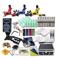 Great Tattoo Kits 3 Rotary Machine New Design Power box 50 Tattoo Needles with Carrying Case LCD Power Supply 100 Tattoo Ink Cups 1 Practice Skin