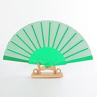 Green Silk Hand Fans (set of 6)